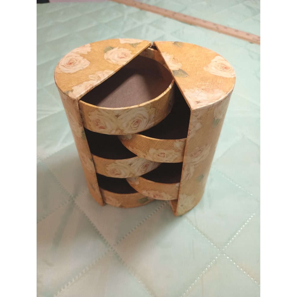 Tri-Coastal Design Jewelry Box Kathryn White Cardboard Trinket Swivel Drawers